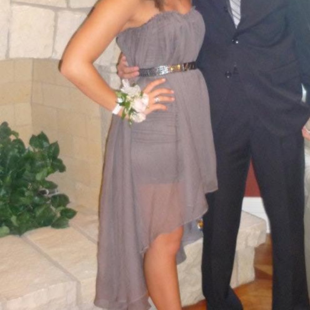 AKIRA BLAQUE LABEL Smokey Grey high low dress